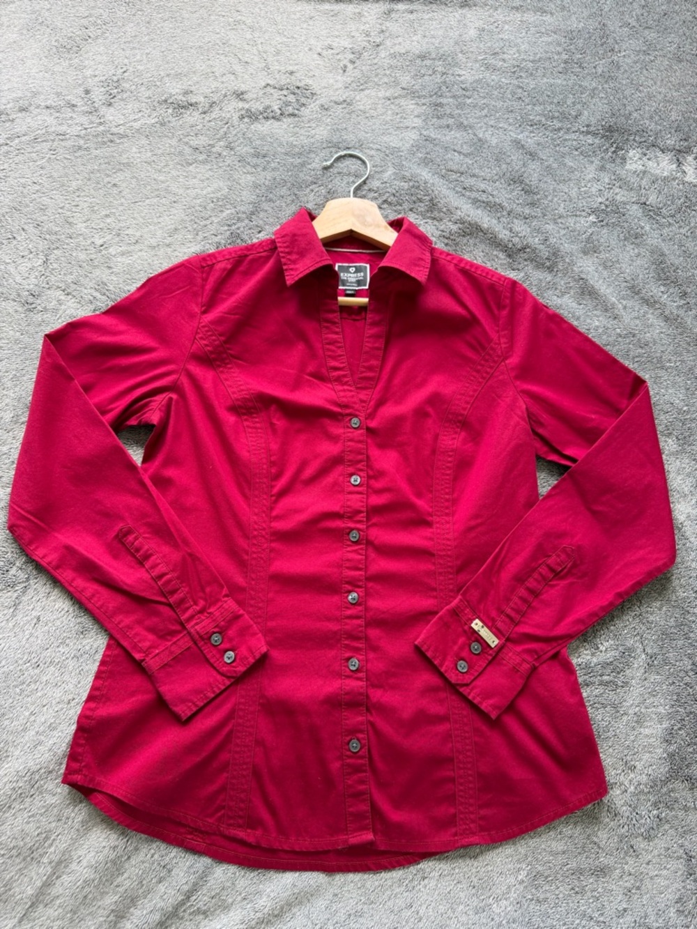 Express Women's Dark Red Button-Down Shirt